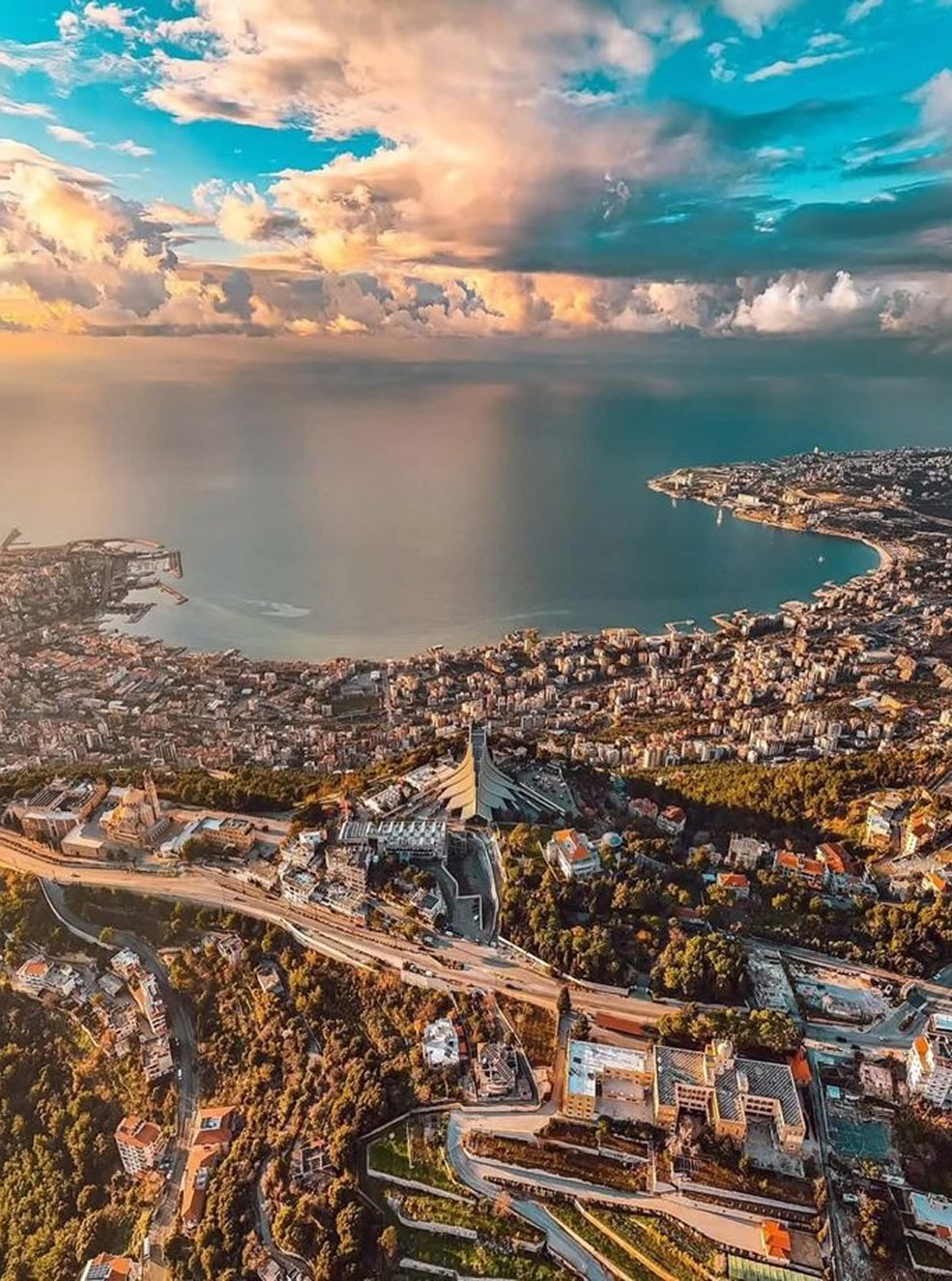 Aerial view of Jounieh bay, Keserwan