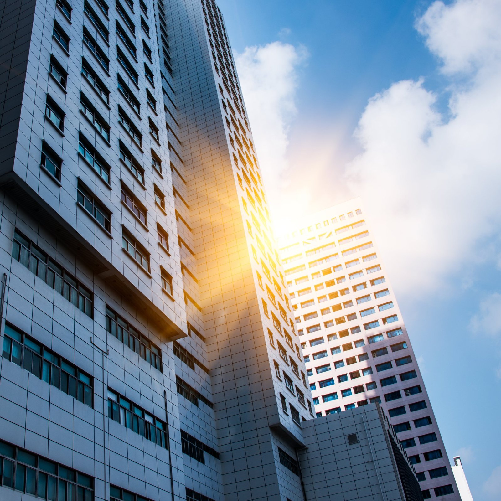 Residential towers in the afternoon sun